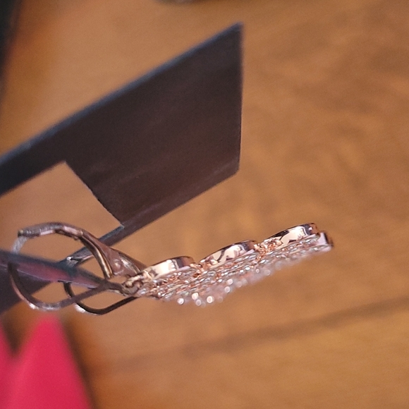 Anne Klein Rose Gold chandelier earrings - Picture 2 of 3